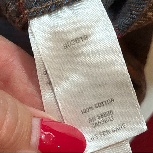 Cabela’s XL TALL BROWN WIDE PLAID Shirt BLUE HEAVY COTTON Long Sleeves Button Up - Picture 12 of 14